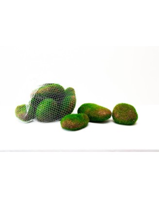 Bolsa de piedras artificiales con musgo y tierra, aprox 7 pzas