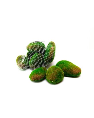 Bolsa de piedras artificiales con musgo y tierra, aprox 7 pzas