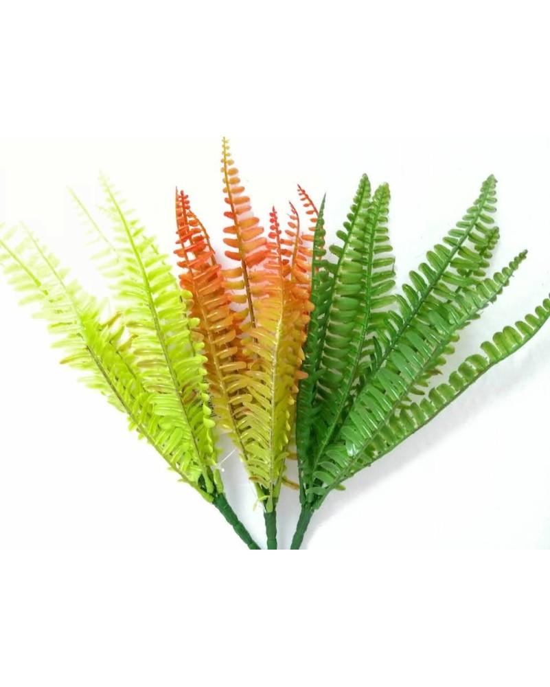 Helecho plástico 34cm largo, tres colores